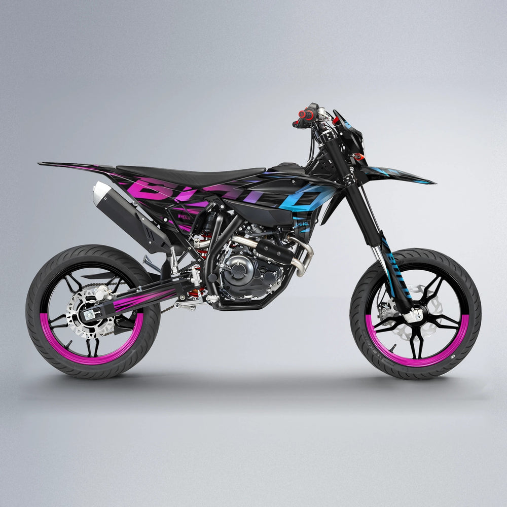 SLAUGHTER Beta supermoto graphics kit in Pink & Light Blue