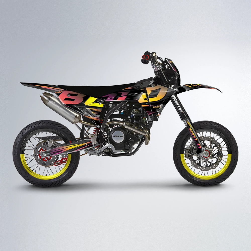 SLAUGHTER Fantic supermoto graphics kit in Pink & Yellow