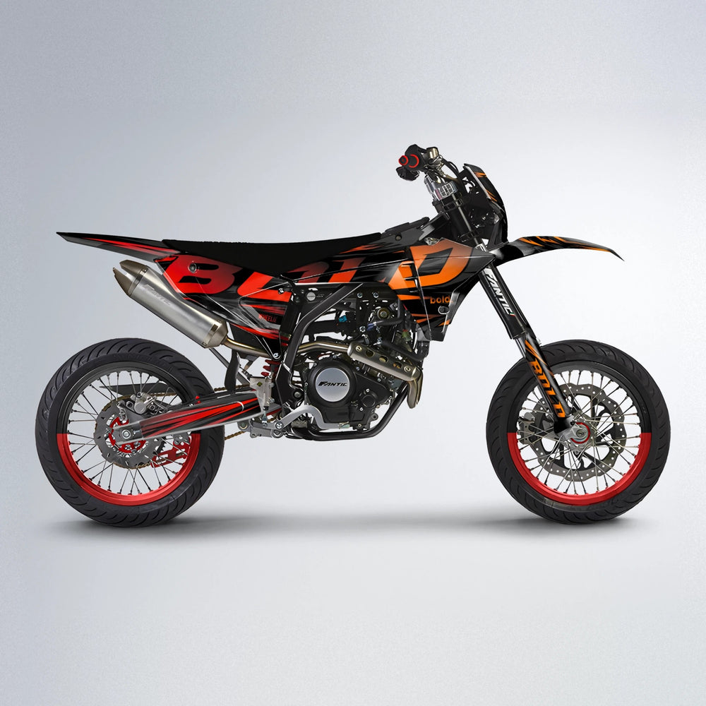 SLAUGHTER Fantic supermoto graphics kit in Red & Orange