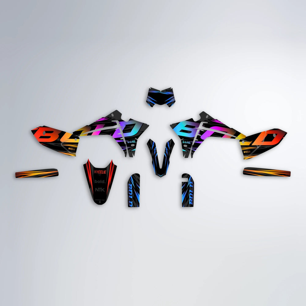 SLAUGHTER Fantic graphics kit parts layout in Sunset Fade