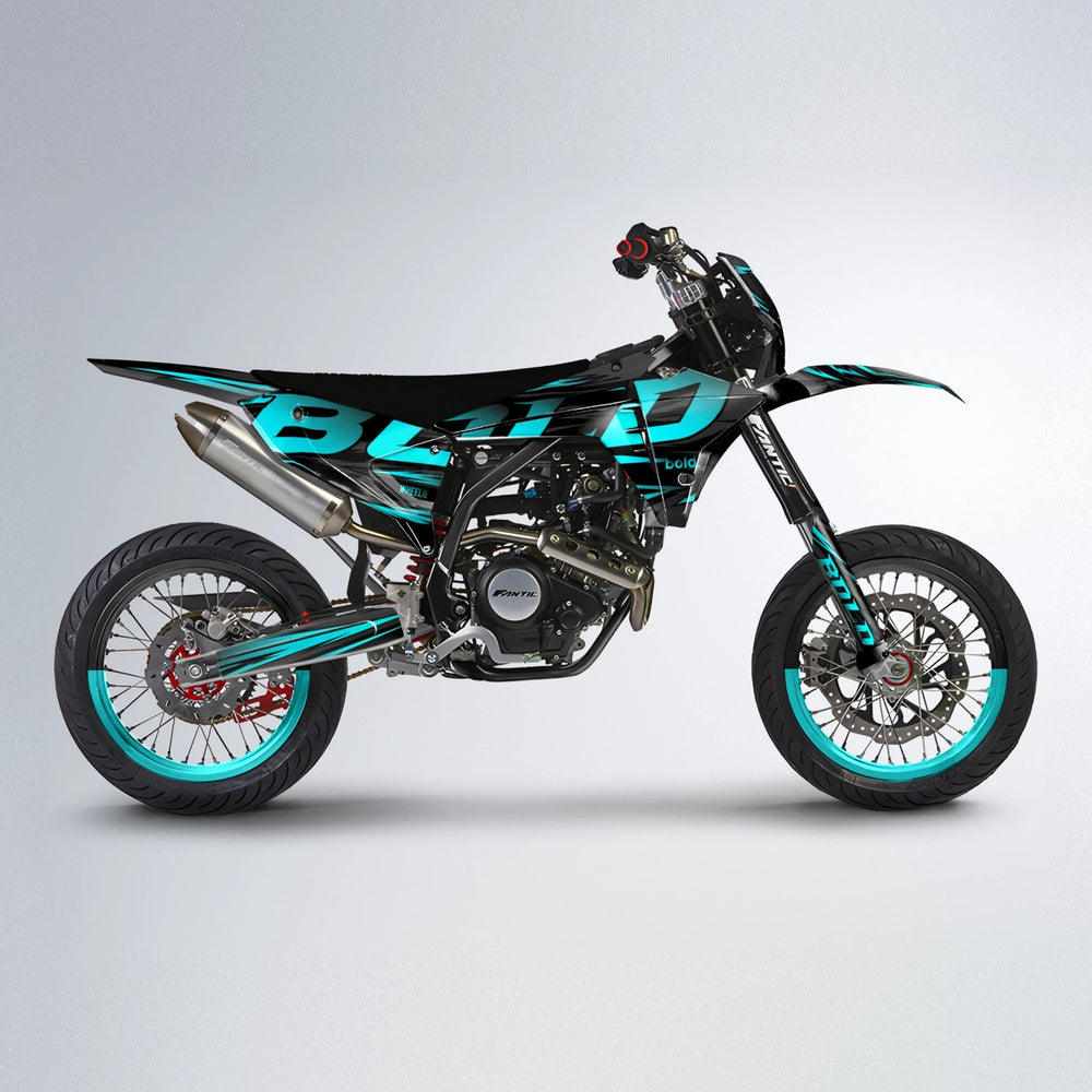 SLAUGHTER Fantic supermoto graphics kit in Teal