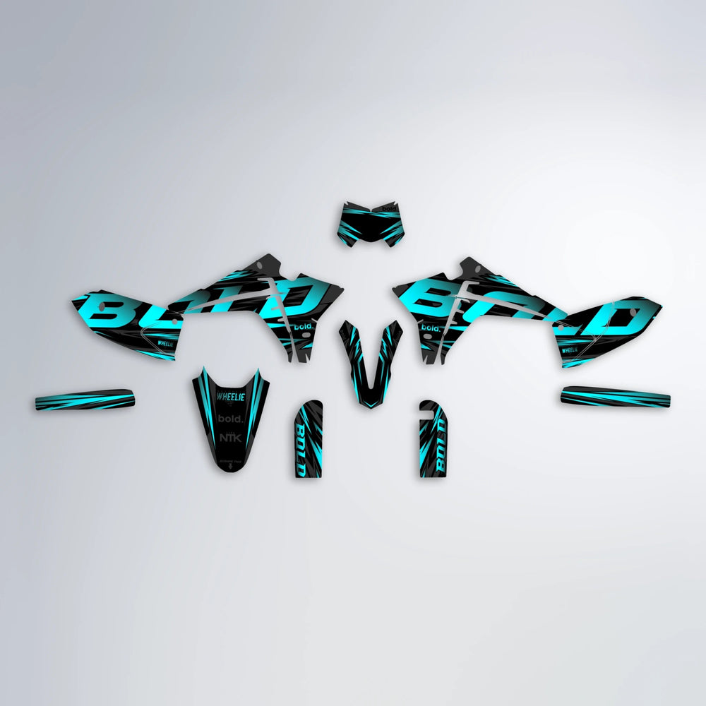 SLAUGHTER Fantic graphics kit parts layout in Teal