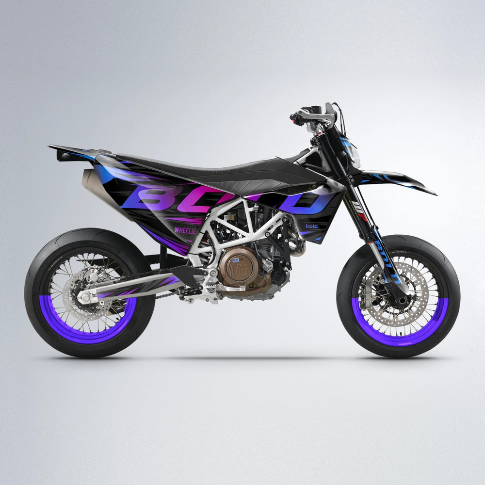 SLAUGHTER Husqvarna 701 supermoto graphics kit in Blue Purple Fade