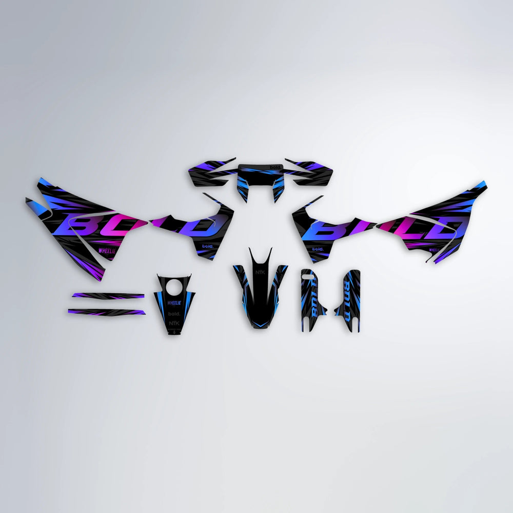 SLAUGHTER Husqvarna 701 graphics kit parts layout in Blue Purple Fade
