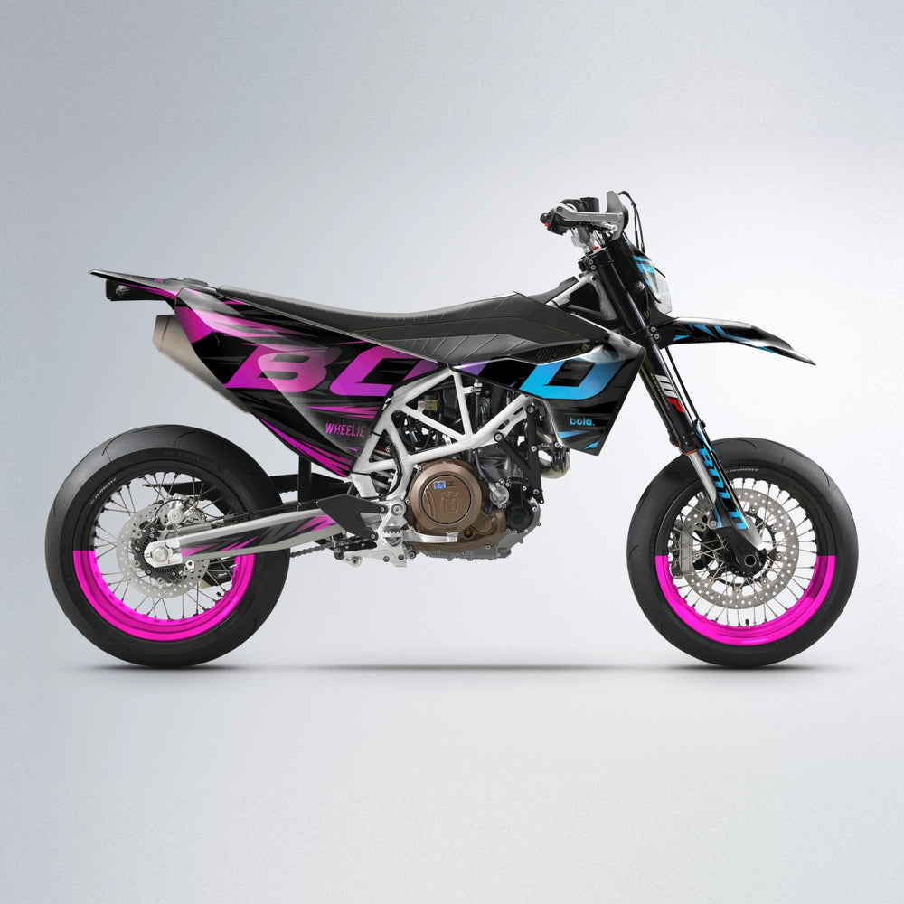 SLAUGHTER Husqvarna 701 supermoto graphics kit in Pink & Light Blue