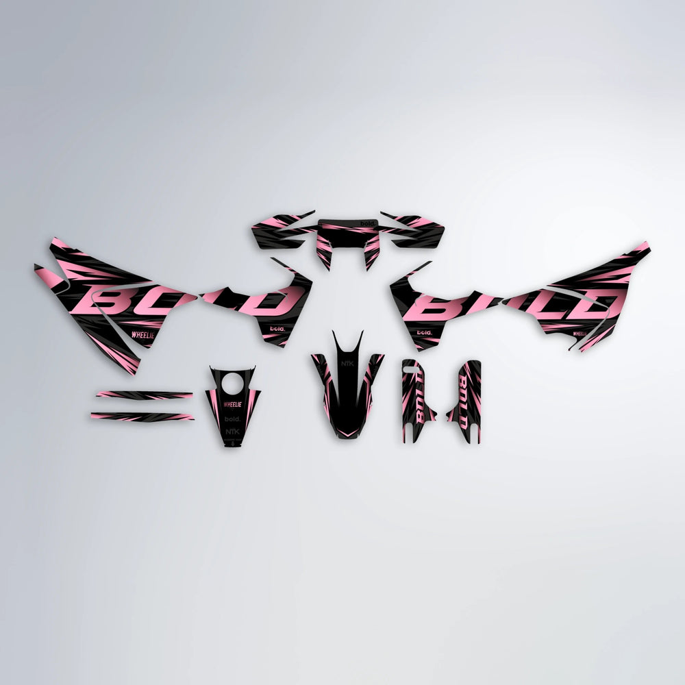 SLAUGHTER Husqvarna 701 graphics kit parts layout in Sakura Pink