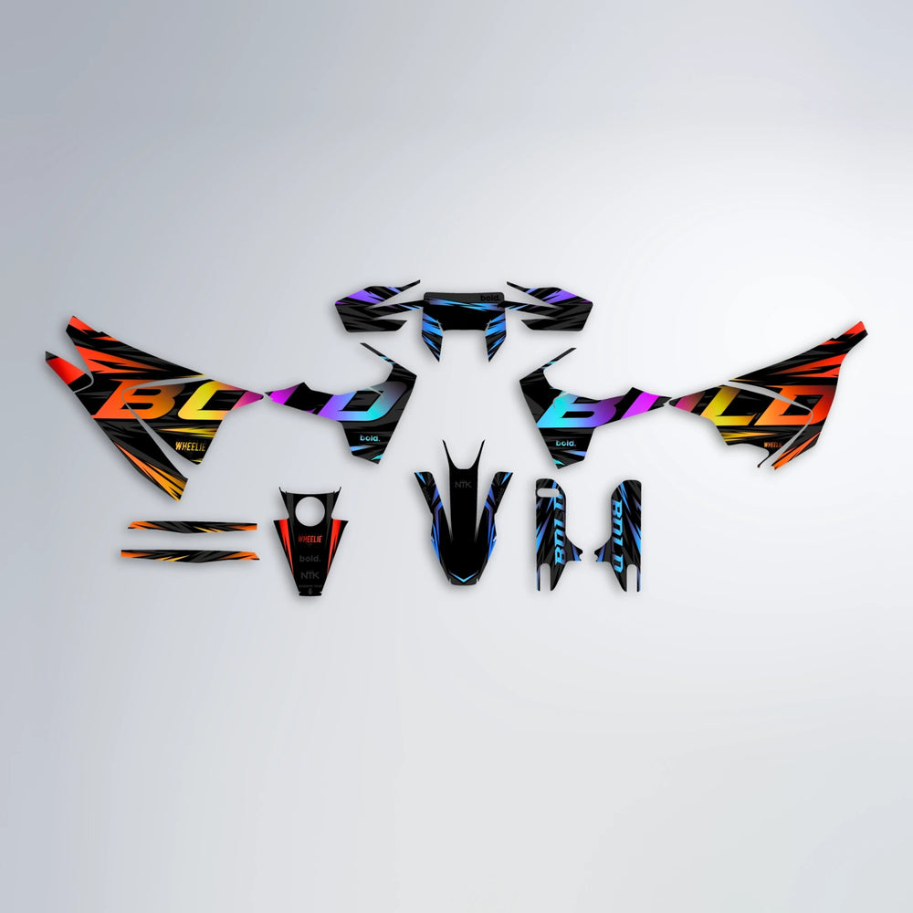 SLAUGHTER Husqvarna 701 graphics kit parts layout in Sunset Fade