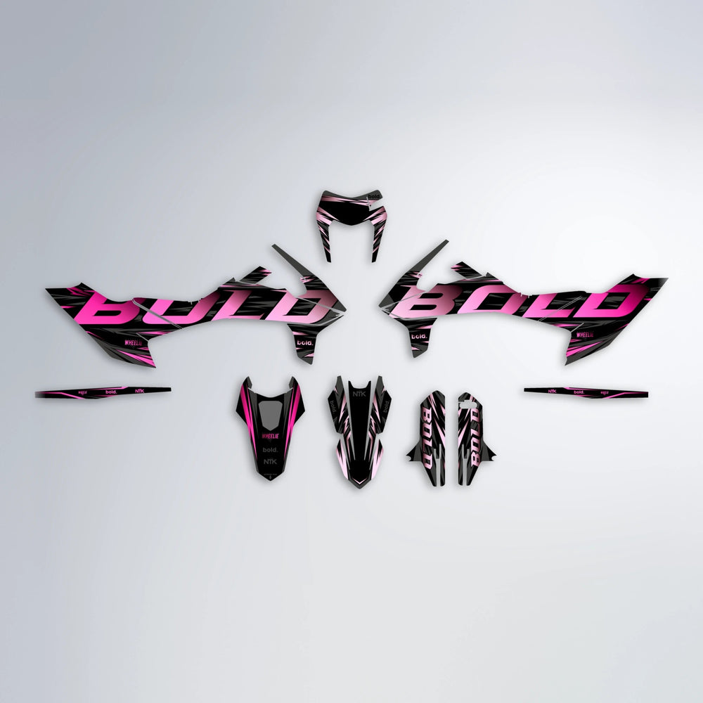 SLAUGHTER KTM SMC 690 graphics kit parts layout in Flamingo