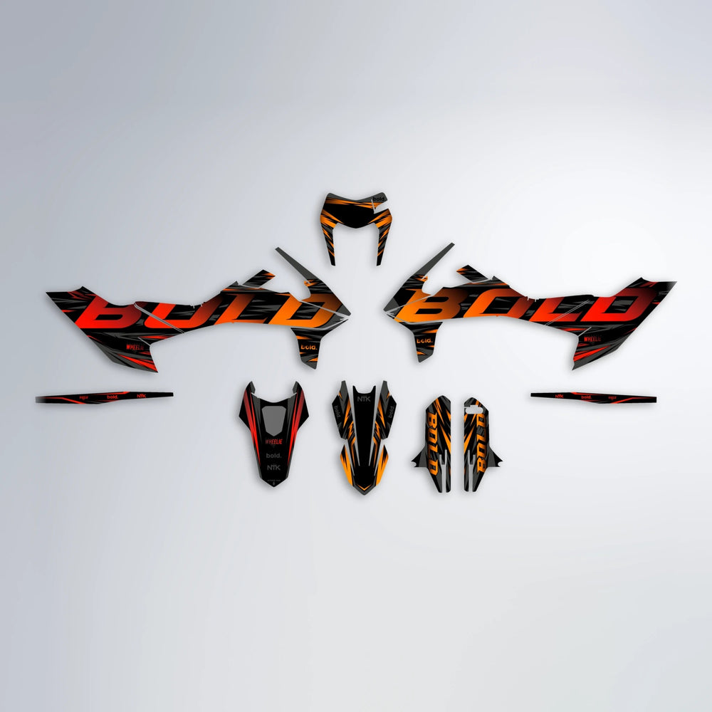 SLAUGHTER KTM SMC 690 graphics kit parts layout in Red & Orange