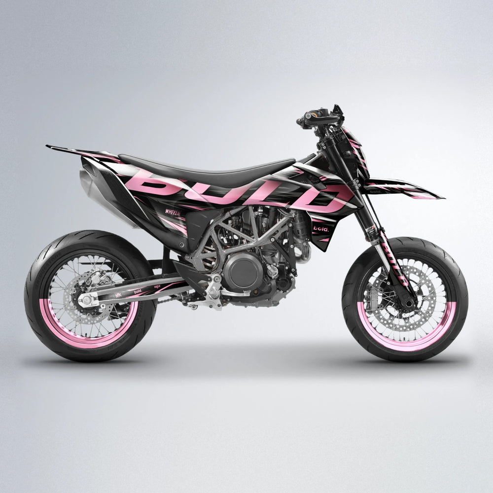 SLAUGHTER KTM SMC 690 supermoto graphics kit in Sakura Pink