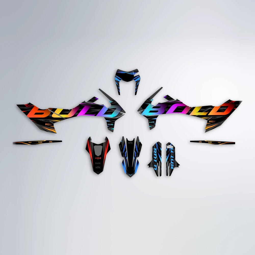 SLAUGHTER KTM SMC 690 graphics kit parts layout in Sunset Fade