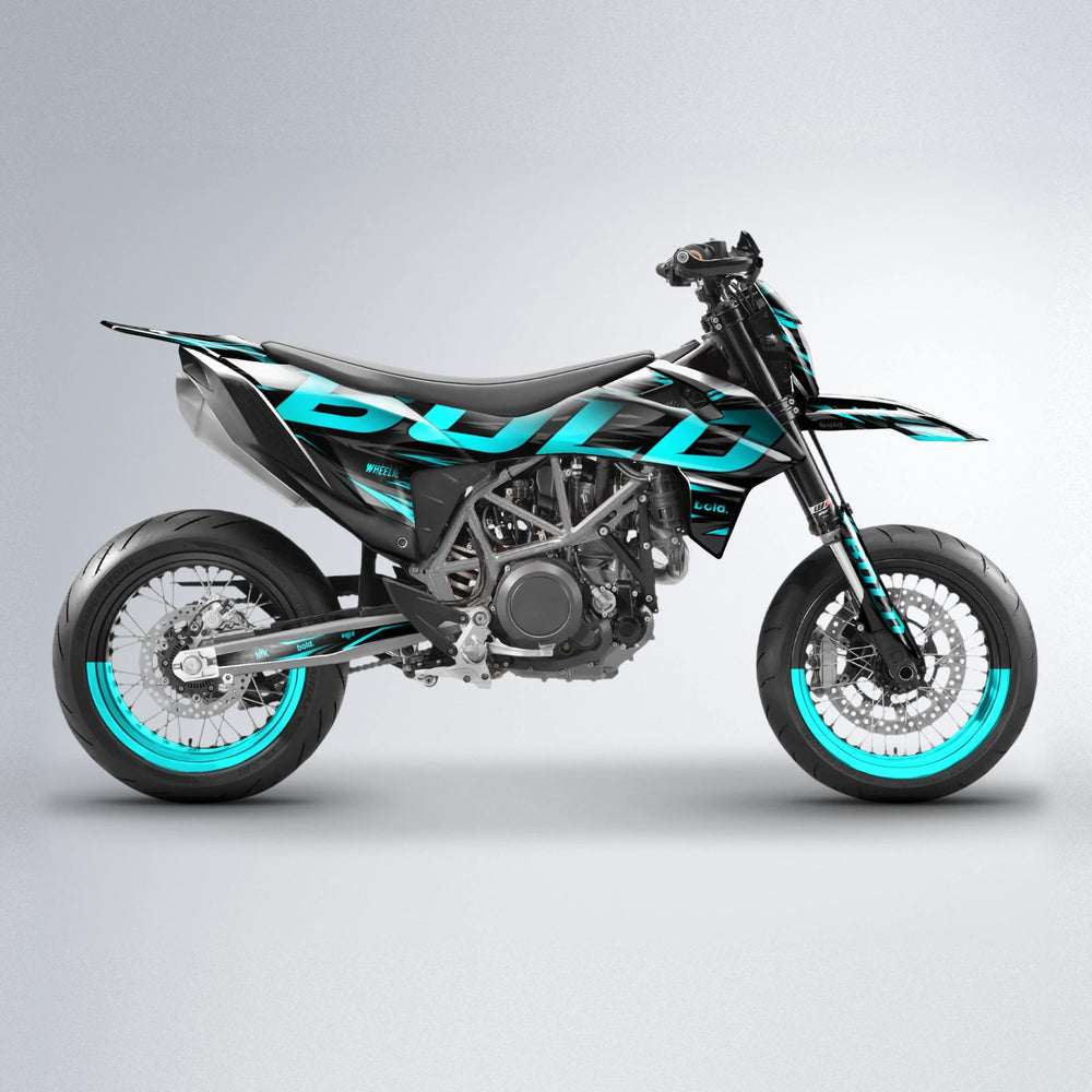 SLAUGHTER KTM SMC 690 supermoto graphics kit in Teal