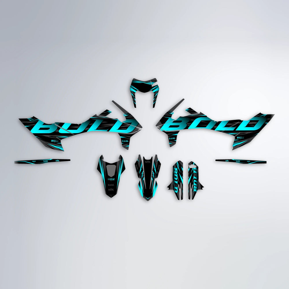 SLAUGHTER KTM SMC 690 graphics kit parts layout in Teal