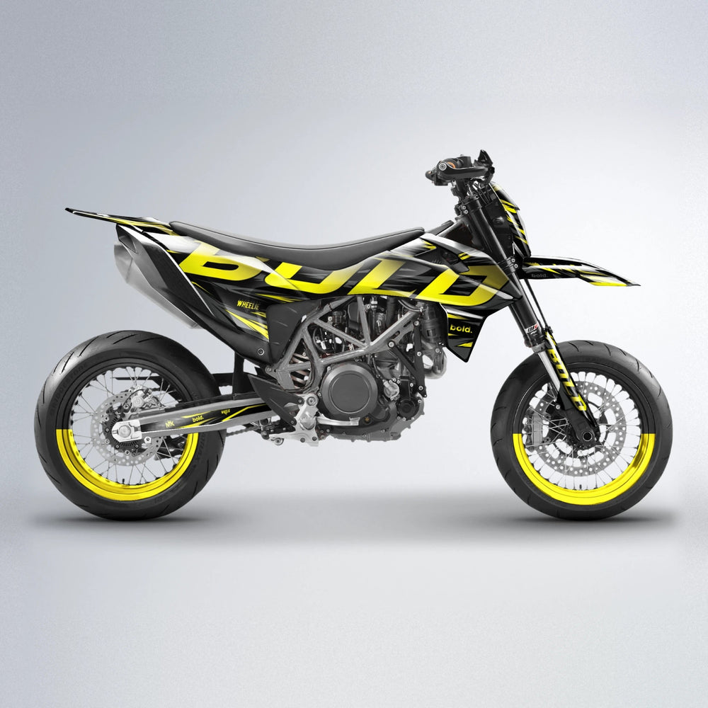 SLAUGHTER KTM SMC 690 supermoto graphics kit in Yellow