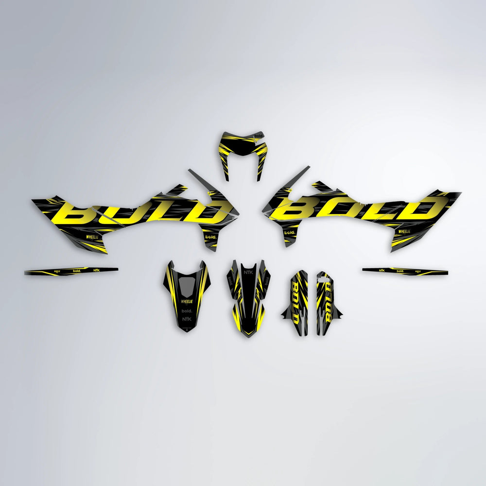 SLAUGHTER KTM SMC 690 graphics kit parts layout in Yellow
