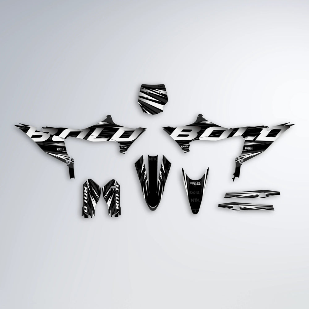 SLAUGHTER Stark Varg MX graphics kit parts layout in White