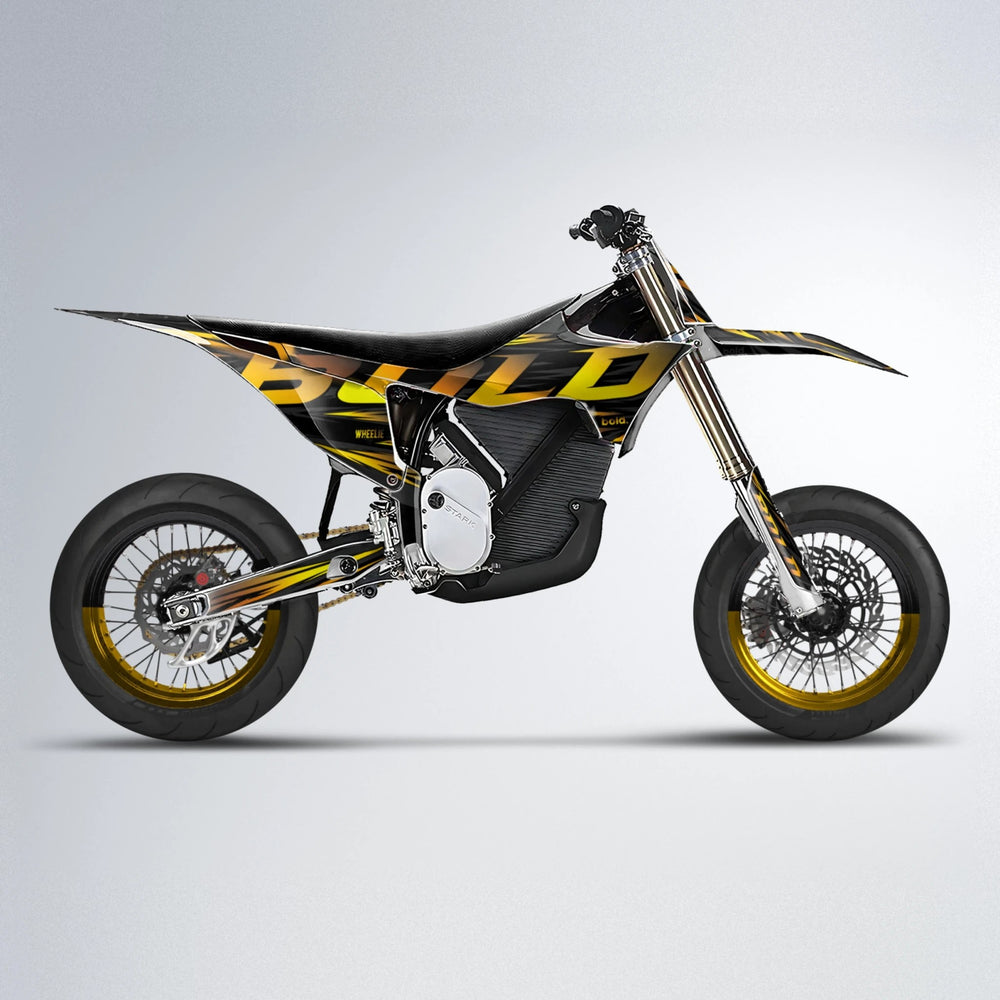 SLAUGHTER Stark Varg SM supermoto graphics kit in Orange & Yellow