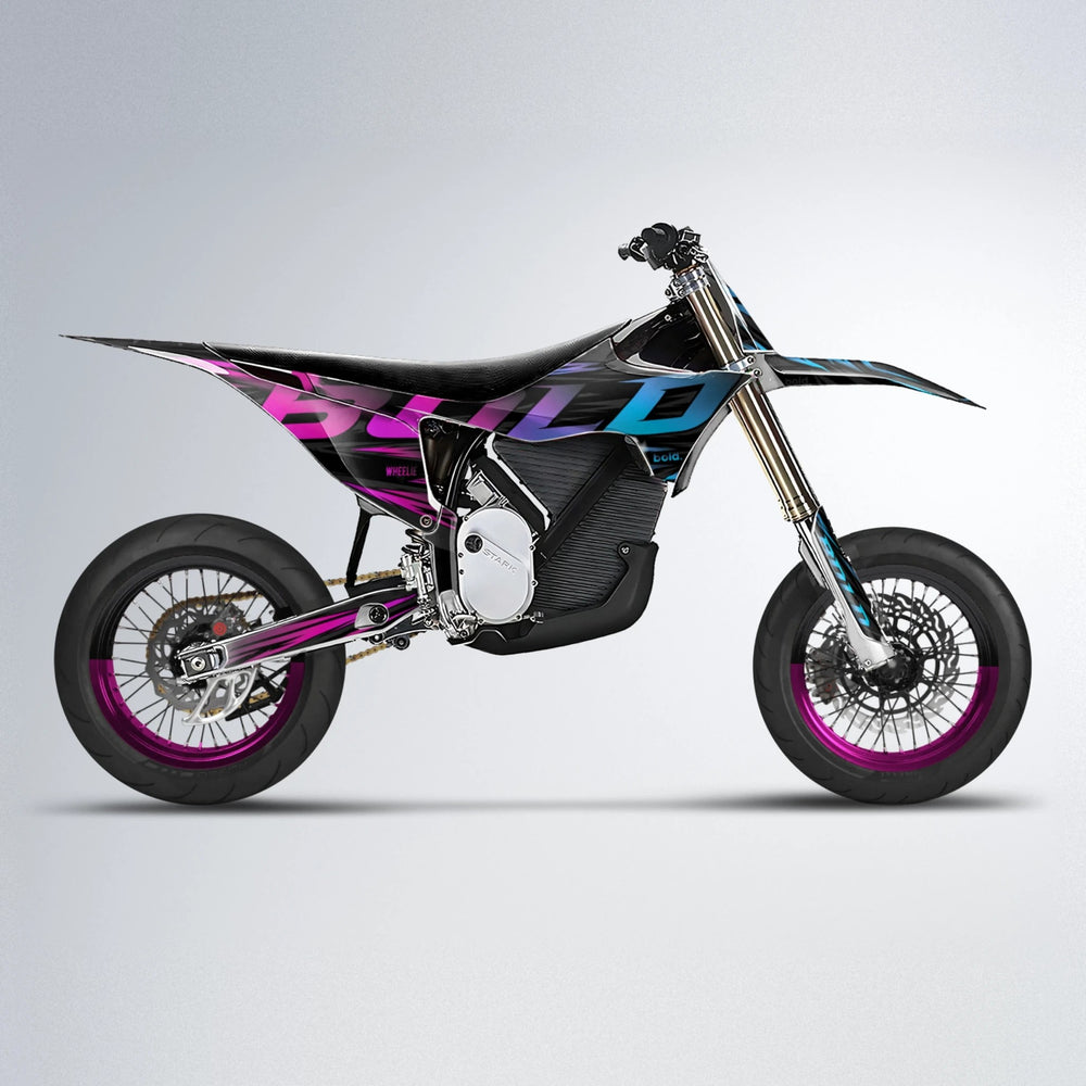SLAUGHTER Stark Varg SM supermoto graphics kit in Pink & Light Blue