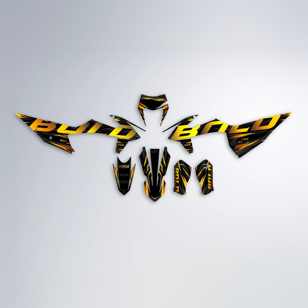 SLAUGHTER graphics kit parts layout in Orange & Yellow