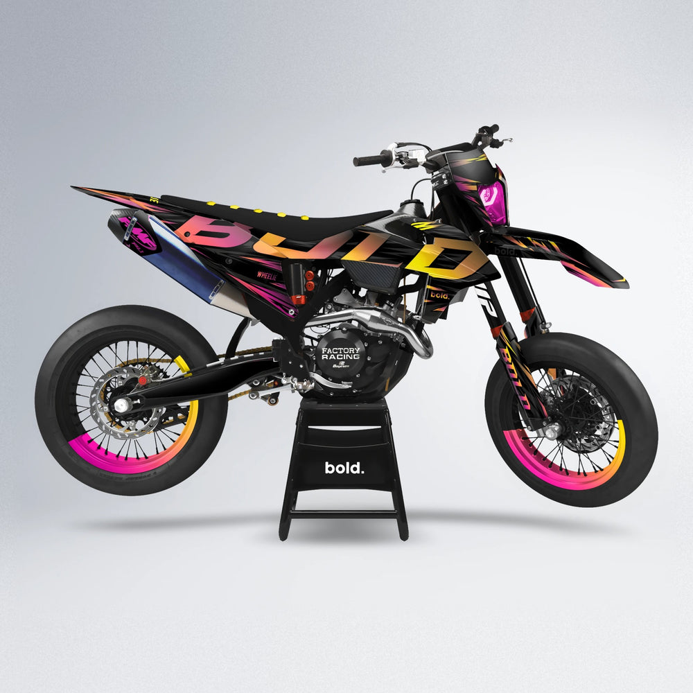 SLAUGHTER supermoto graphics kit in Pink & Yellow