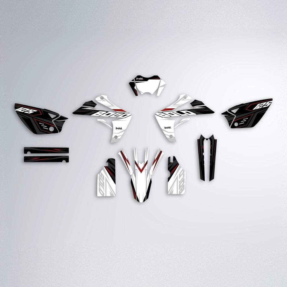 SPLIT Rieju MRT graphics kit parts layout in Black & Red