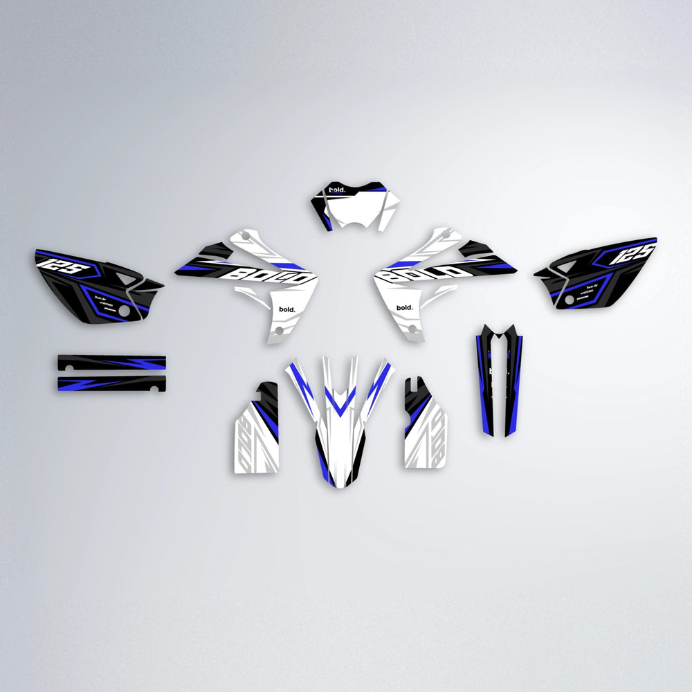 SPLIT Rieju MRT graphics kit parts layout in Blue