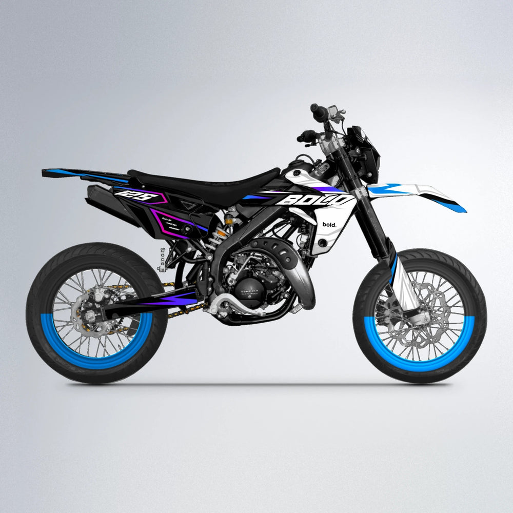 SPLIT Rieju MRT supermoto graphics kit in Blue Purple Fade