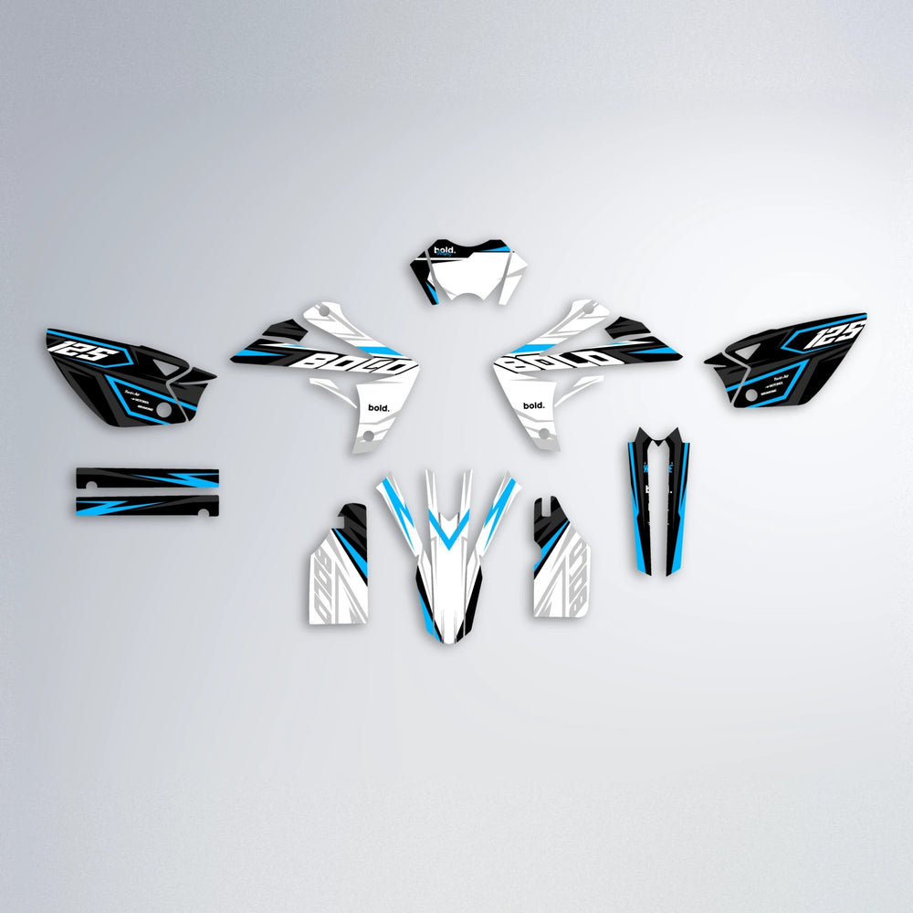 SPLIT Rieju MRT graphics kit parts layout in Custom Colour
