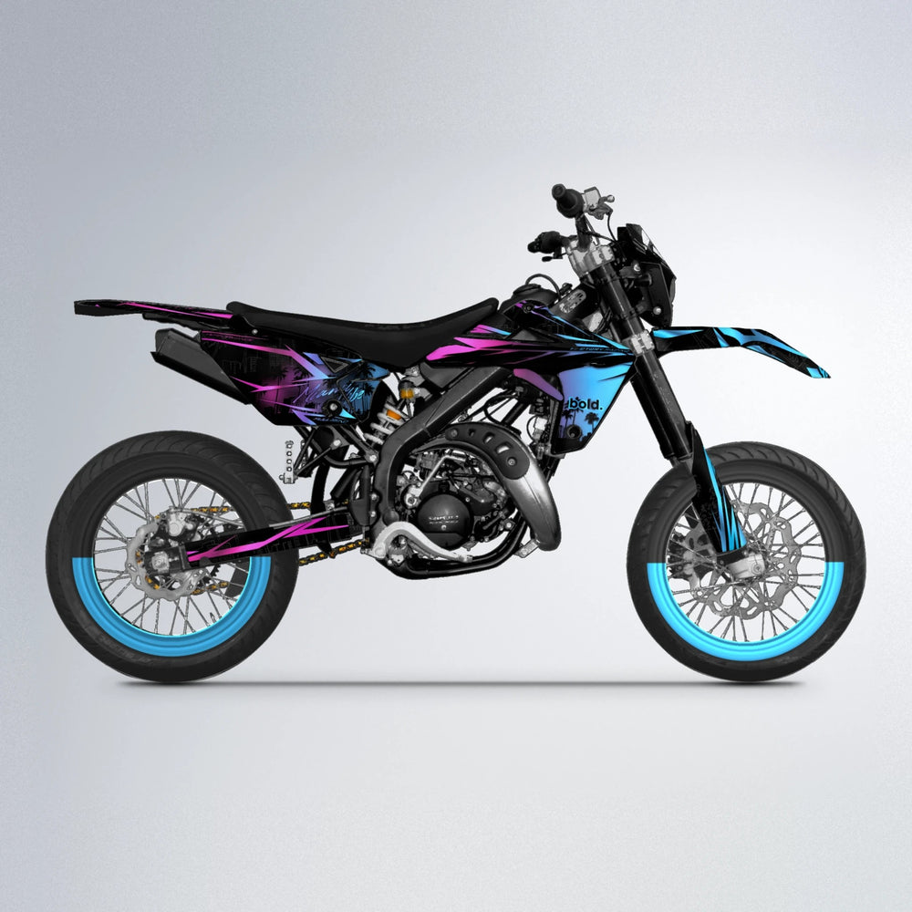 STATESIDE Rieju MRT supermoto graphics kit in Pink & Light Blue