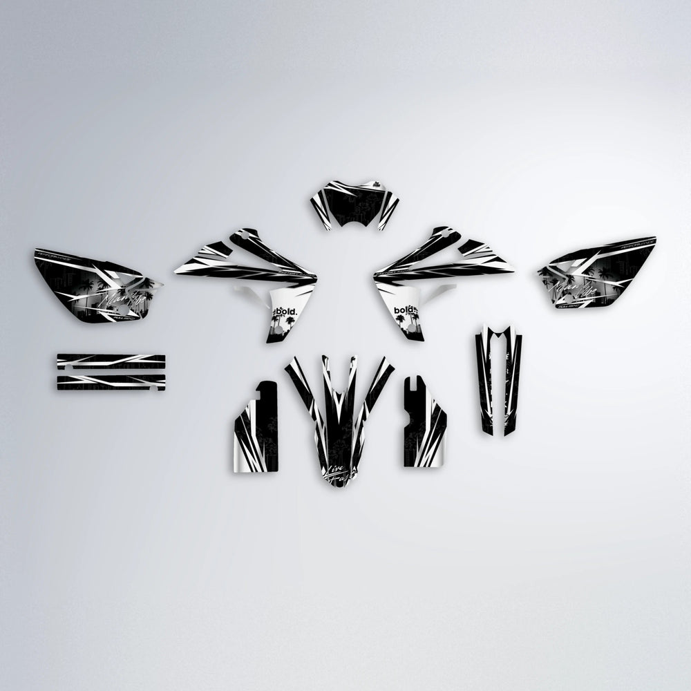 STATESIDE Rieju MRT graphics kit parts layout in White