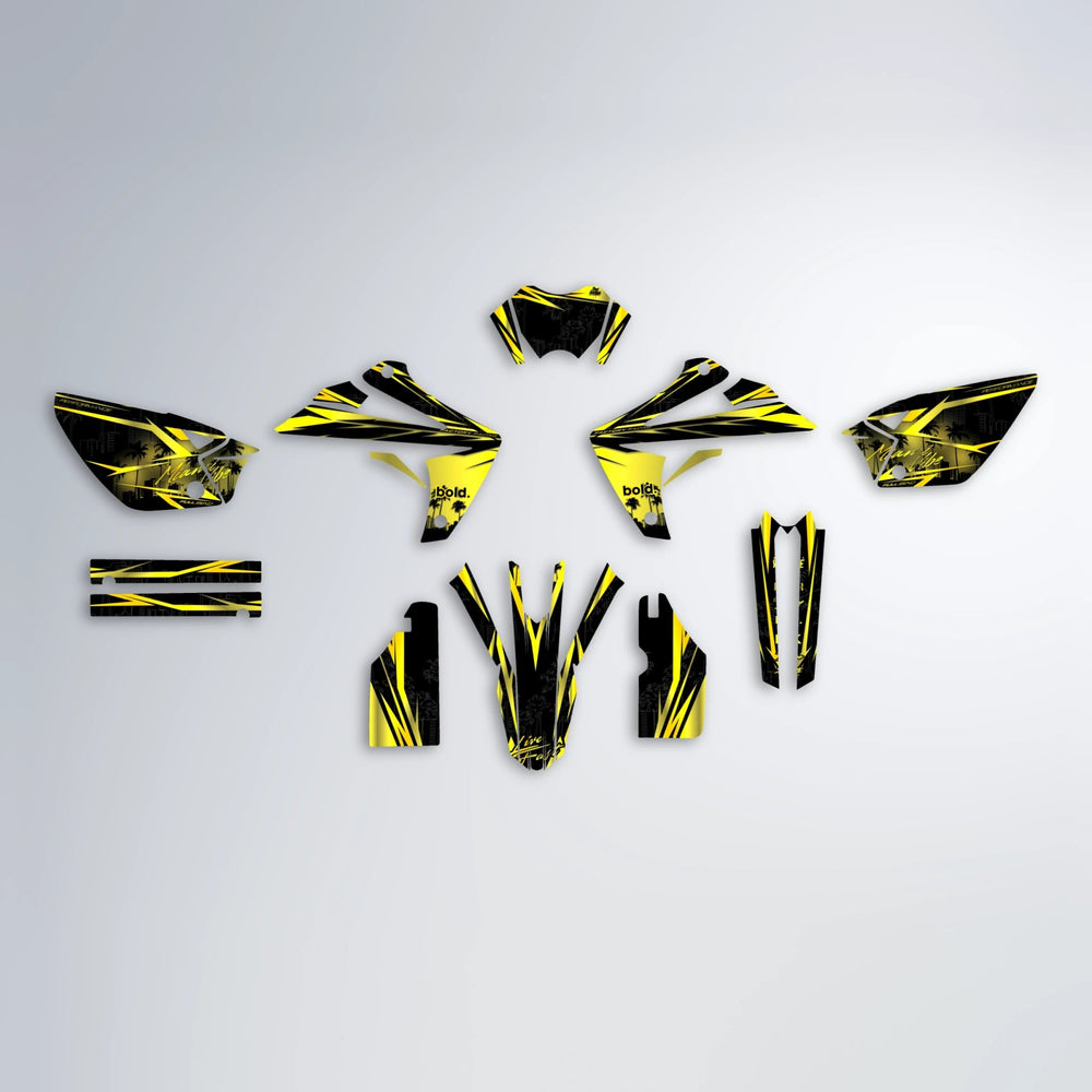 STATESIDE Rieju MRT graphics kit parts layout in Yellow
