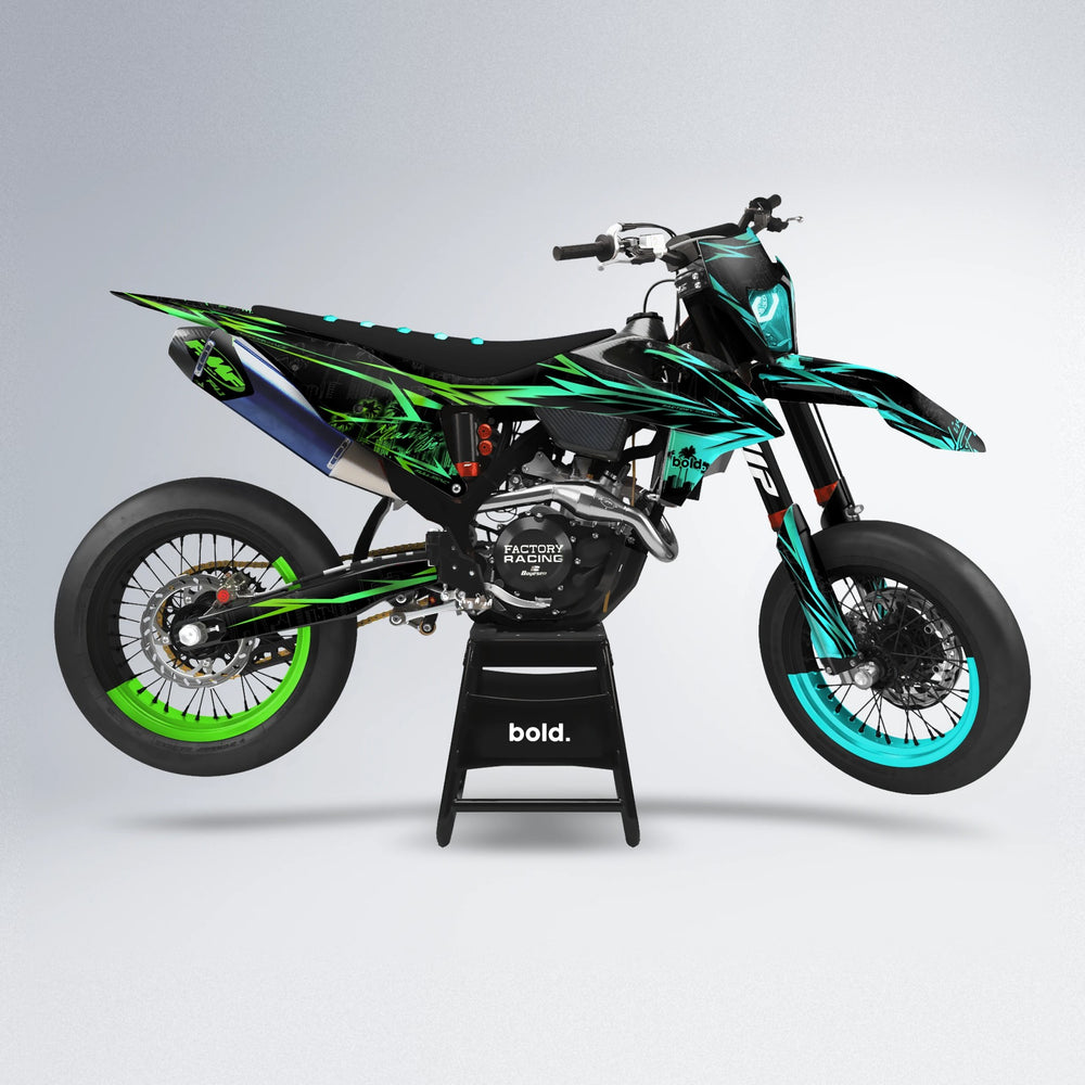 STATESIDE supermoto graphics kit in Cyan & Green