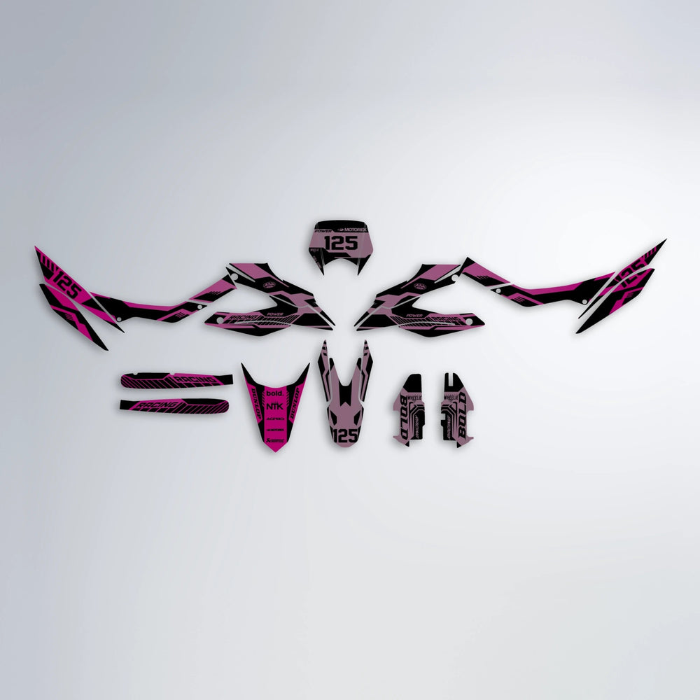 STEALTH Aprilia SX 125 graphics kit parts layout in Flamingo