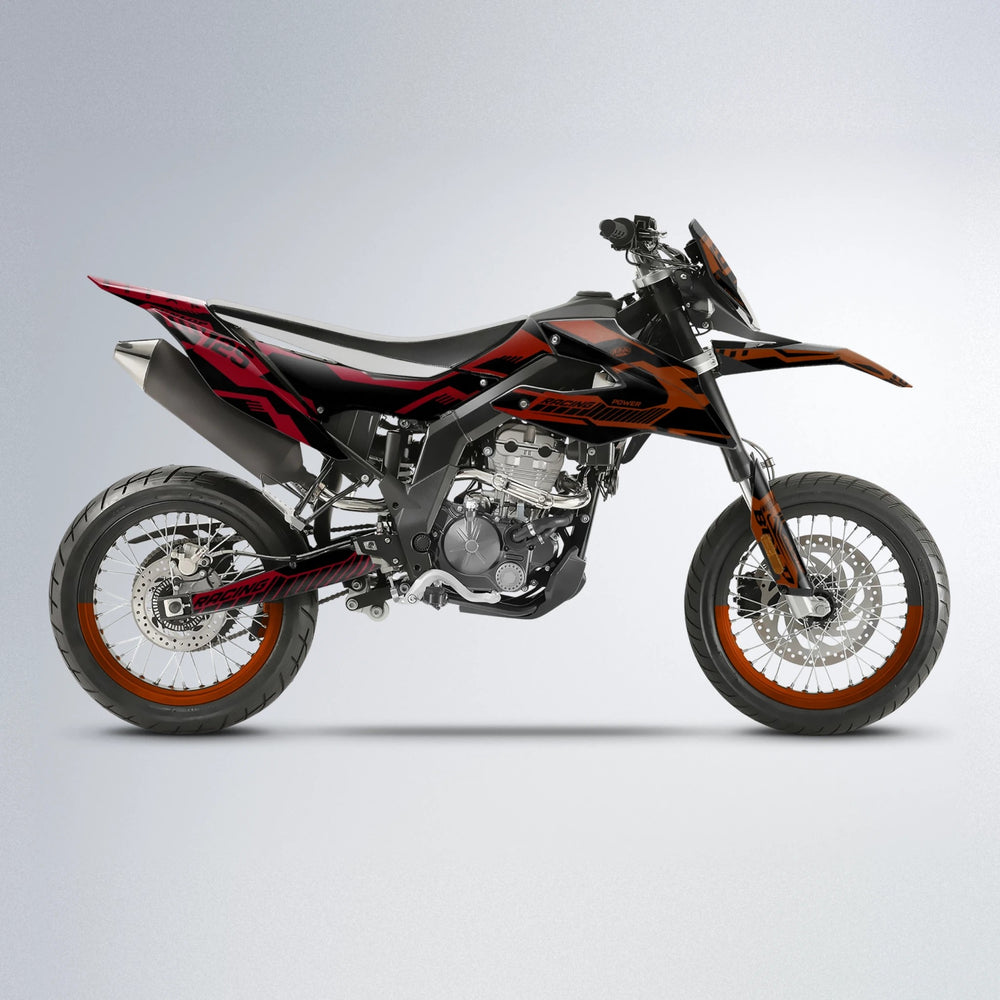 STEALTH Aprilia SX 125 supermoto graphics kit in Red & Orange