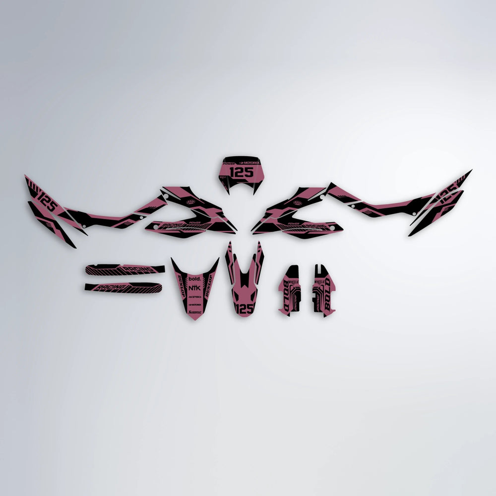STEALTH Aprilia SX 125 graphics kit parts layout in Sakura Pink