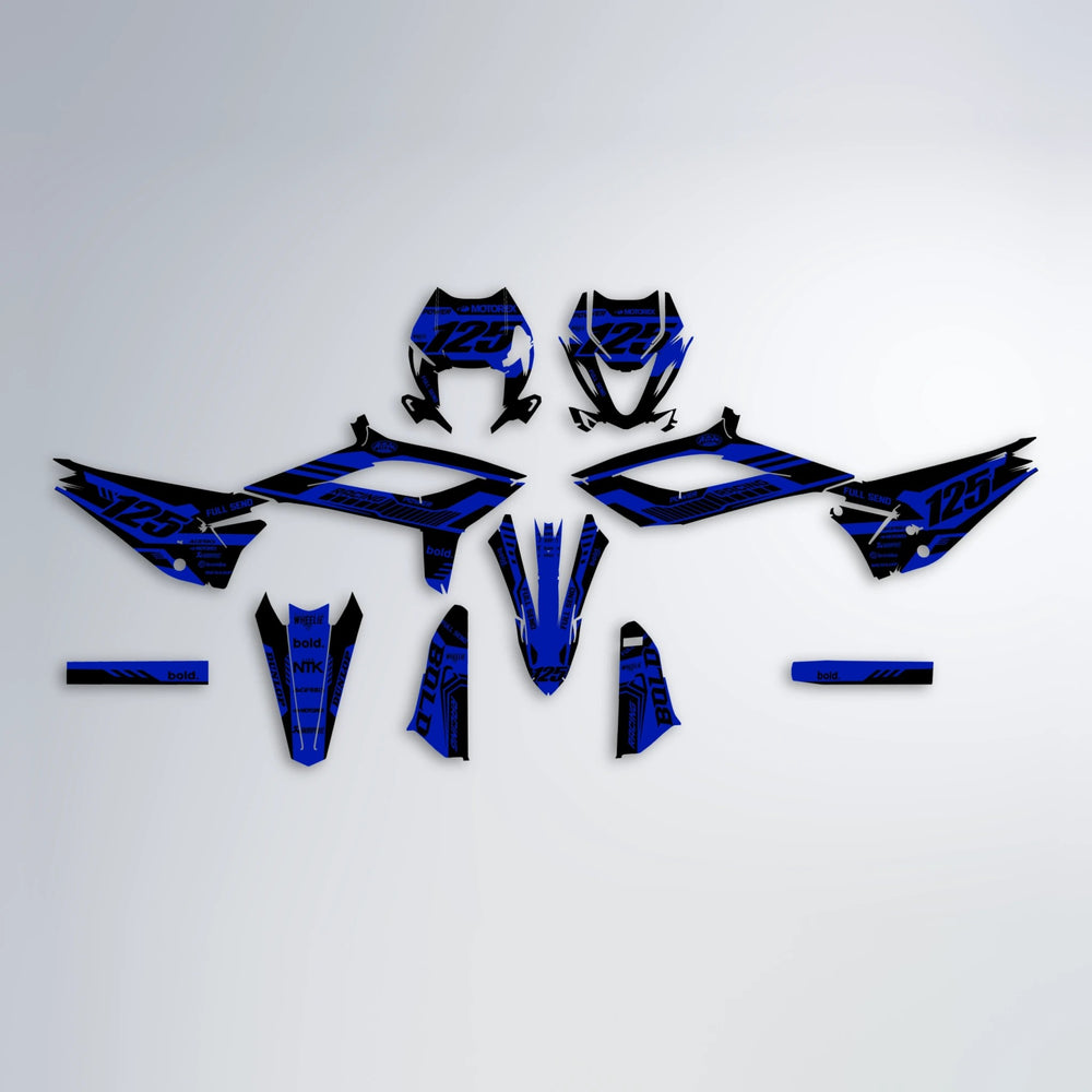 STEALTH Beta graphics kit parts layout in Blue
