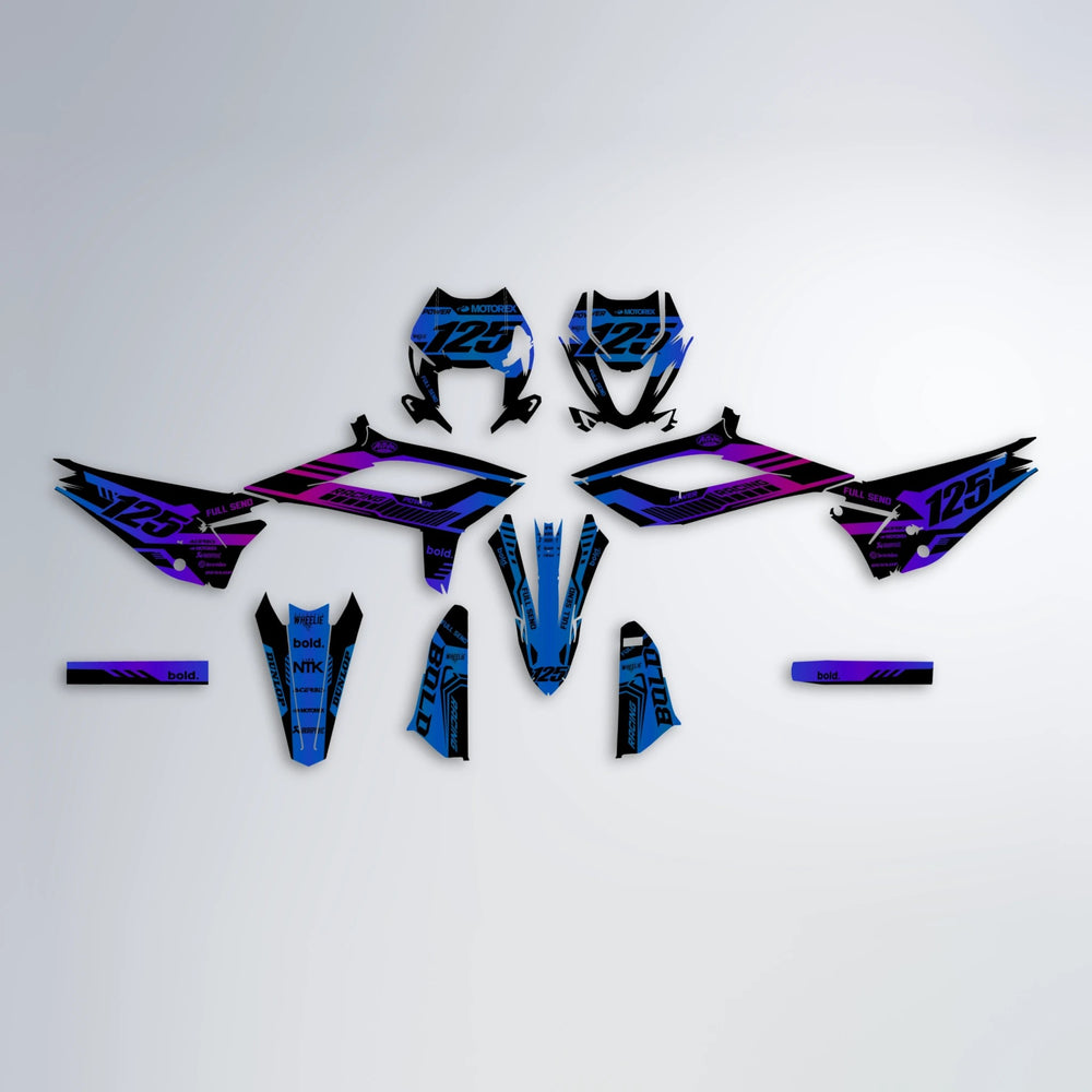 STEALTH Beta graphics kit parts layout in Blue Purple Fade