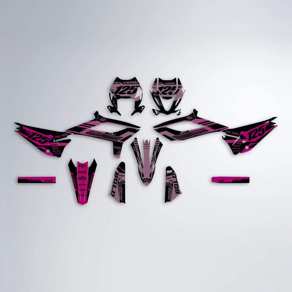 STEALTH Beta graphics kit parts layout in Flamingo