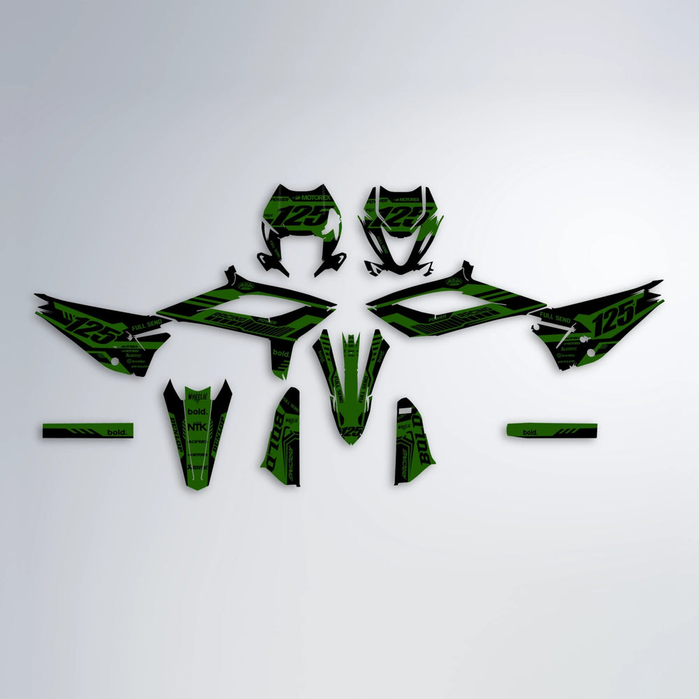 STEALTH Beta graphics kit parts layout in Green