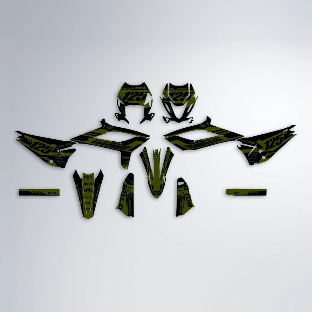 STEALTH Beta graphics kit parts layout in Olive