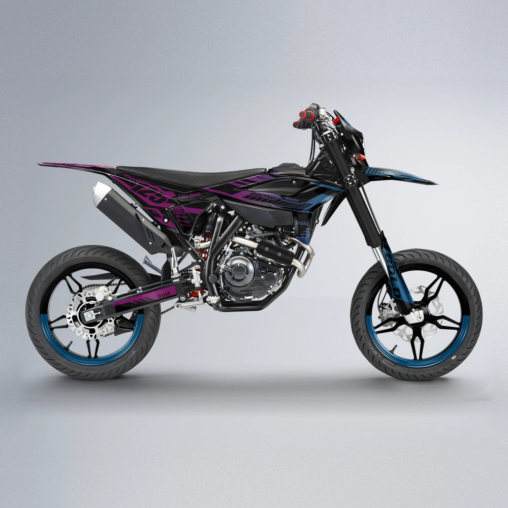 STEALTH Beta supermoto graphics kit in Pink & Light Blue
