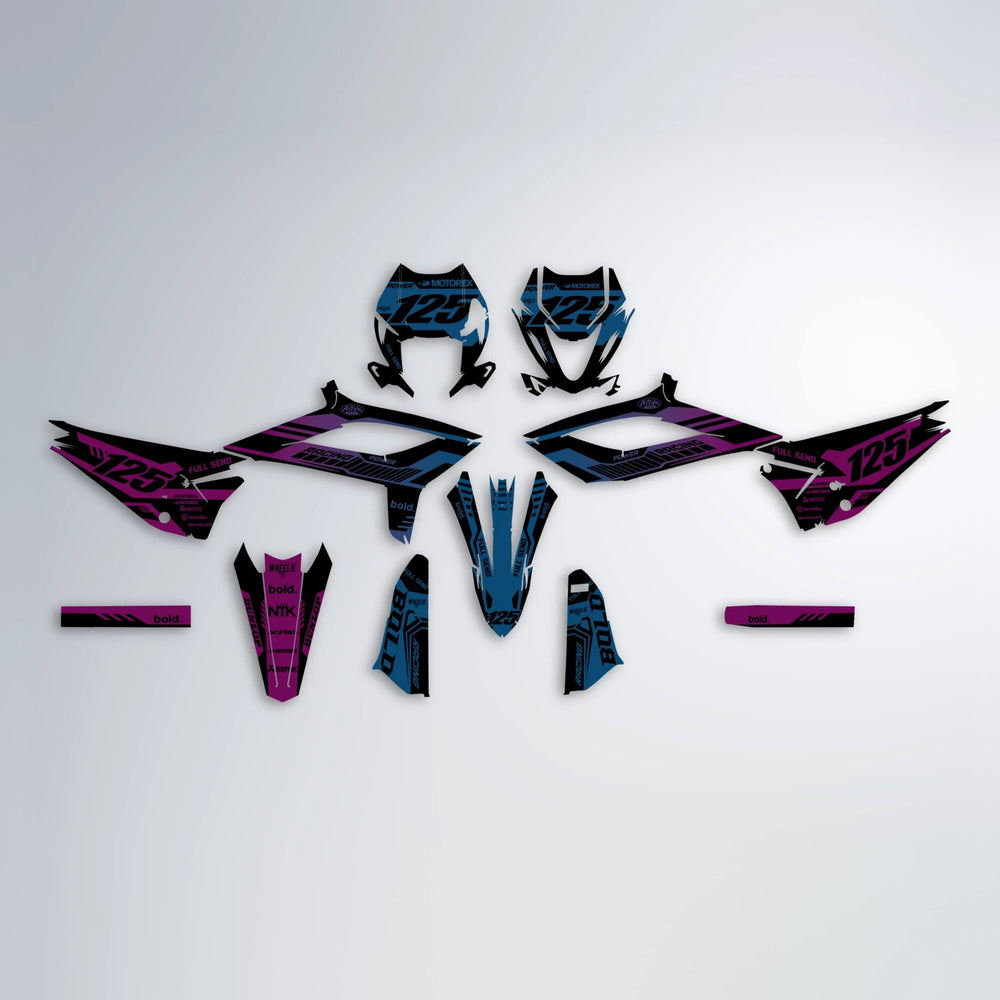 STEALTH Beta graphics kit parts layout in Pink & Light Blue