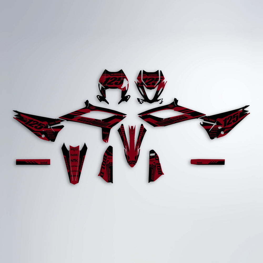 STEALTH Beta graphics kit parts layout in Red
