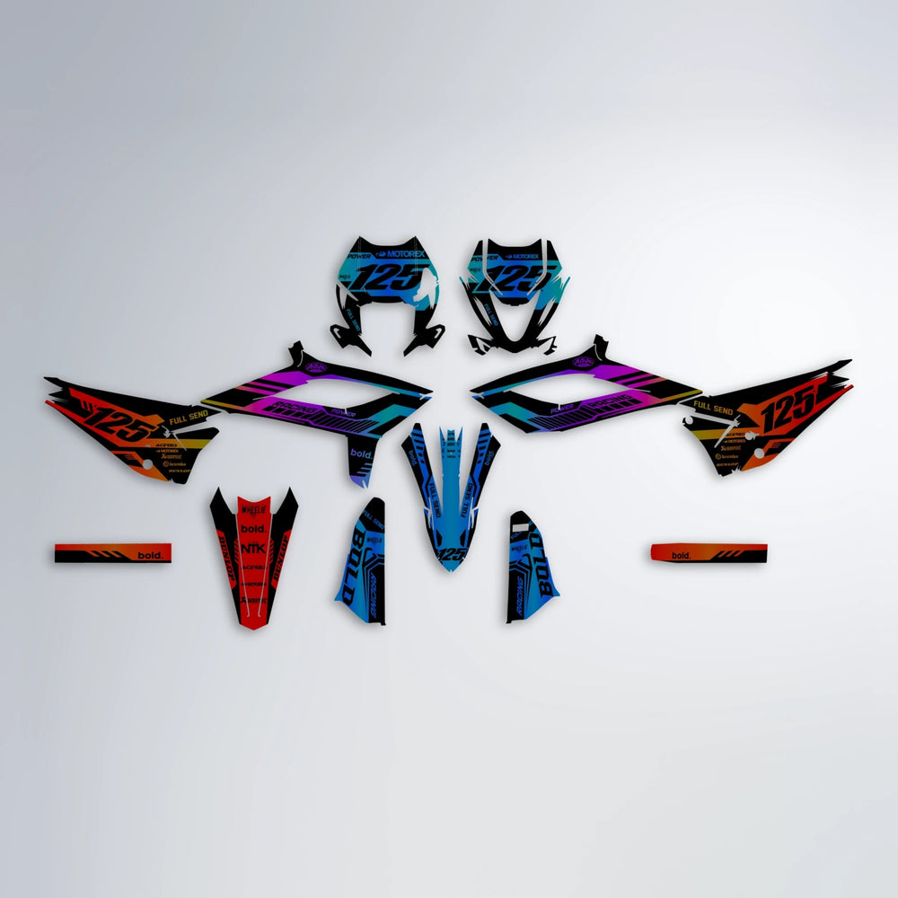 STEALTH Beta graphics kit parts layout in Sunset Fade