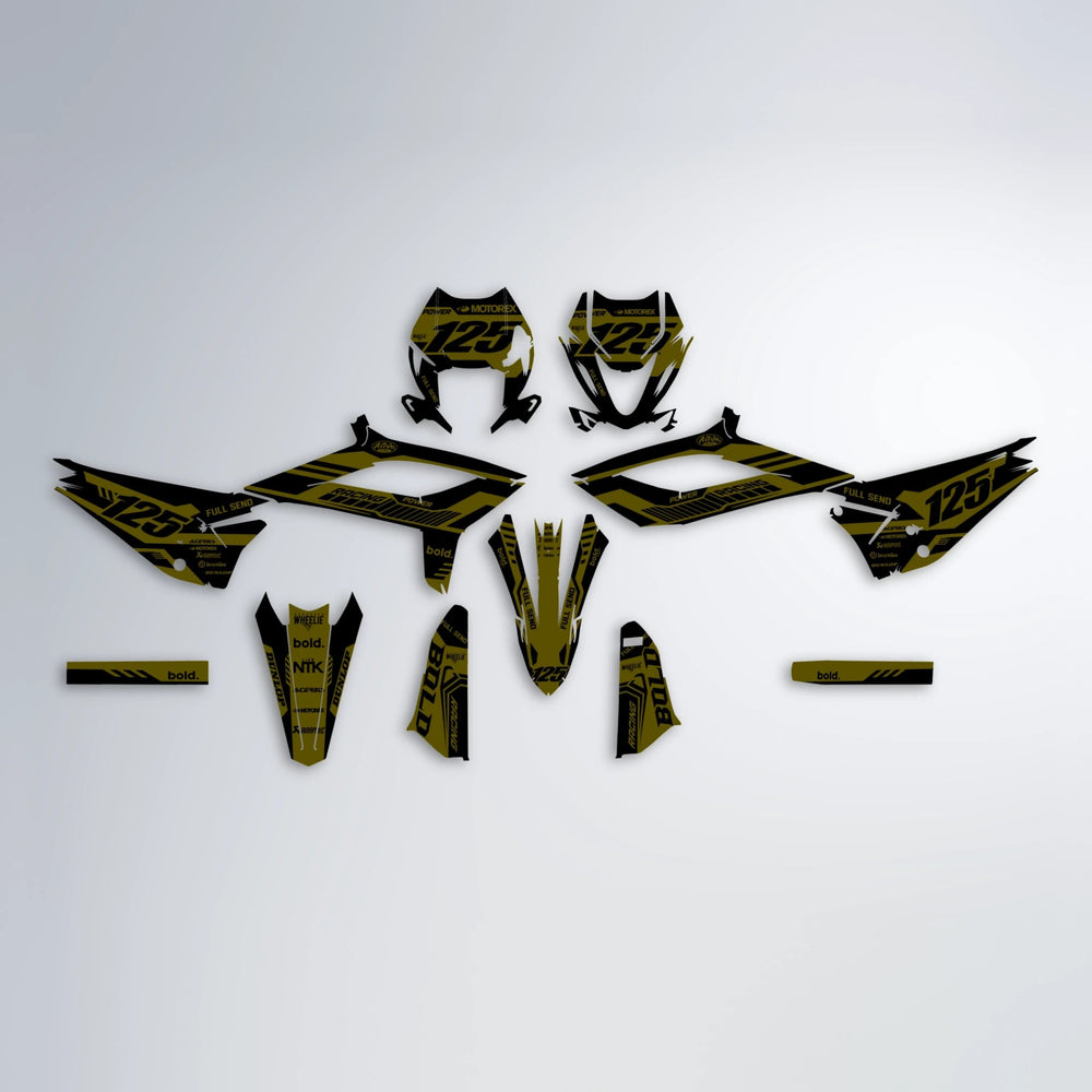 STEALTH Beta graphics kit parts layout in Yellow