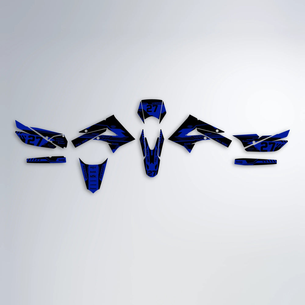 STEALTH Derbi Senda graphics kit parts layout in Blue