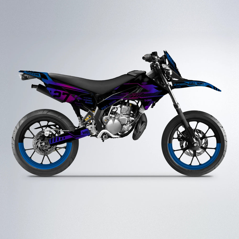 STEALTH Derbi Senda supermoto graphics kit in Blue Purple Fade
