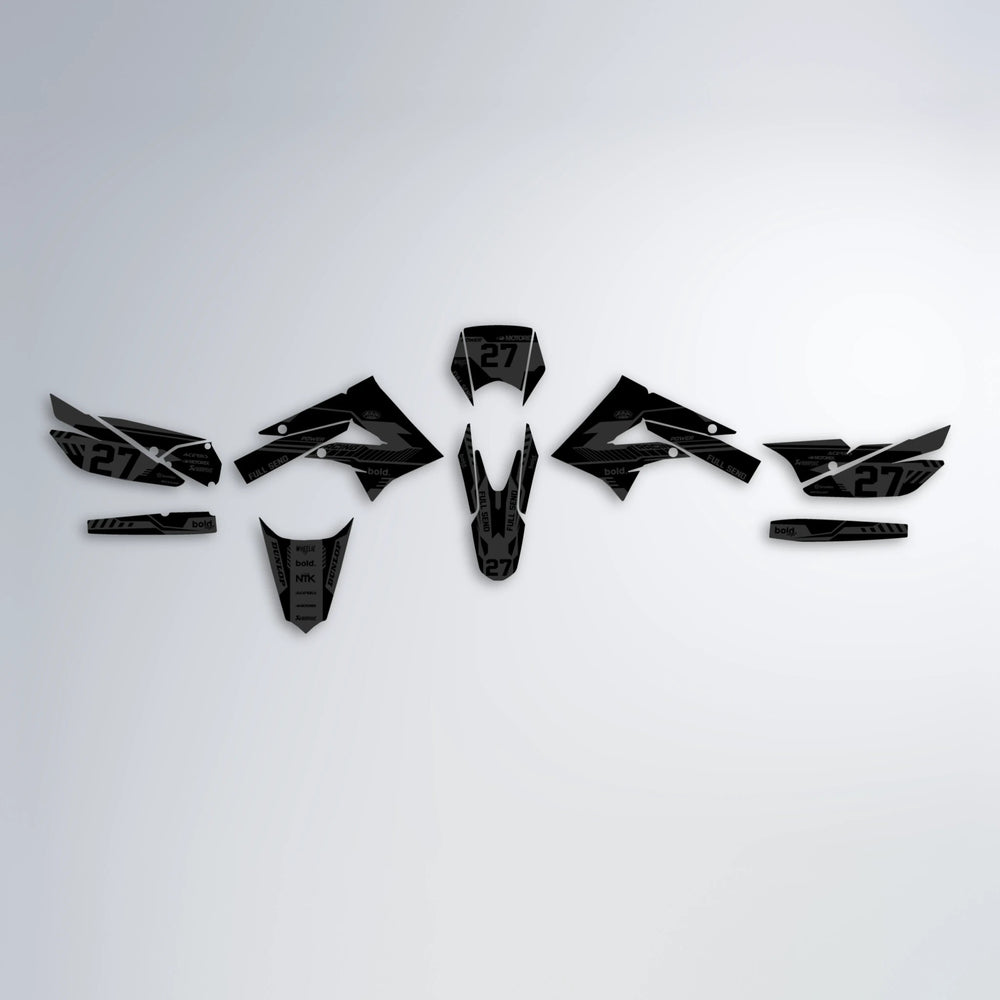 STEALTH Derbi Senda graphics kit parts layout in Custom Colour