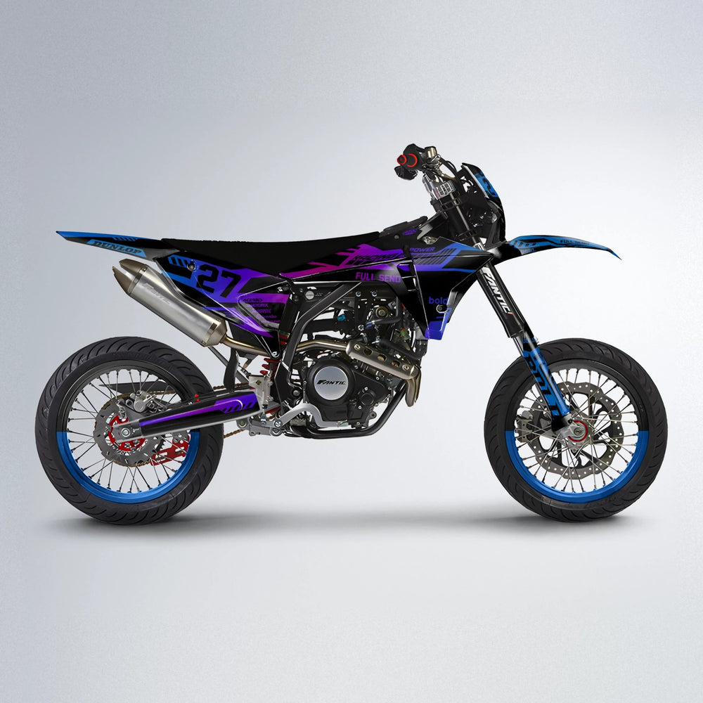 STEALTH Fantic supermoto graphics kit in Blue Purple Fade