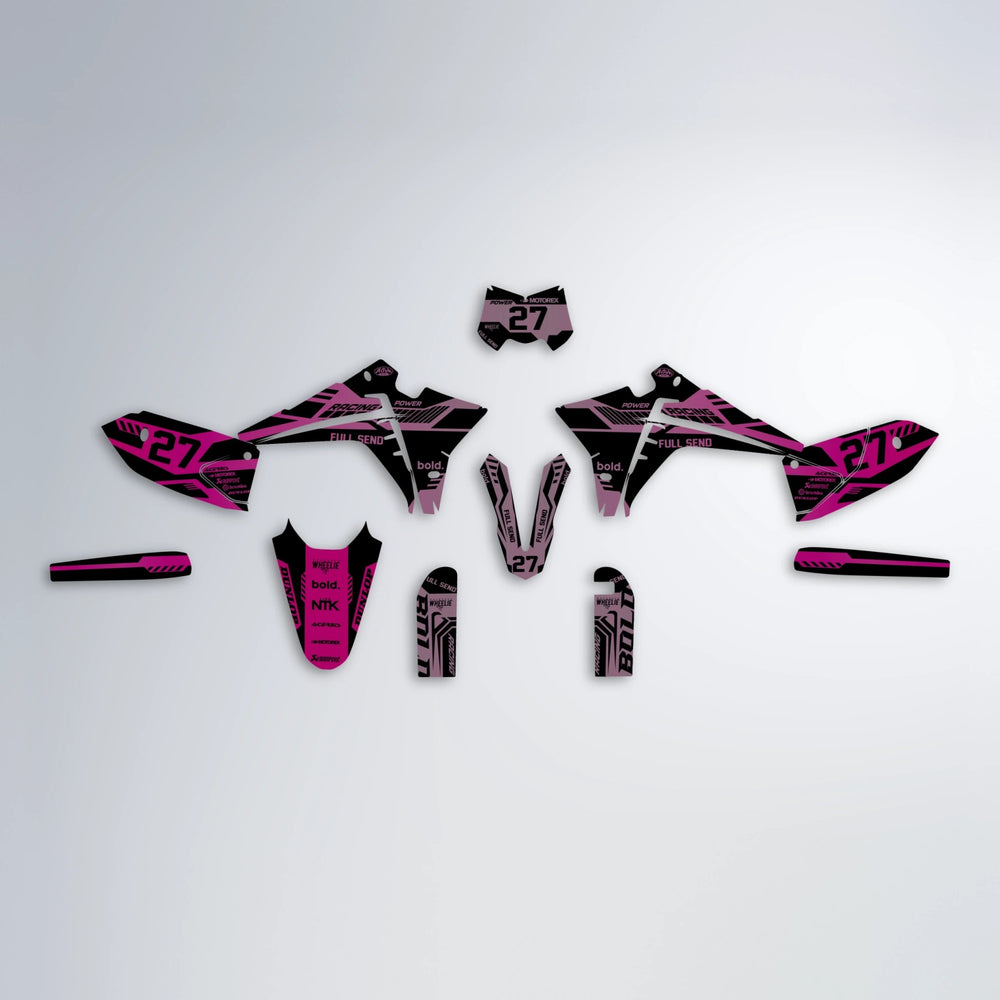 STEALTH Fantic graphics kit parts layout in Flamingo